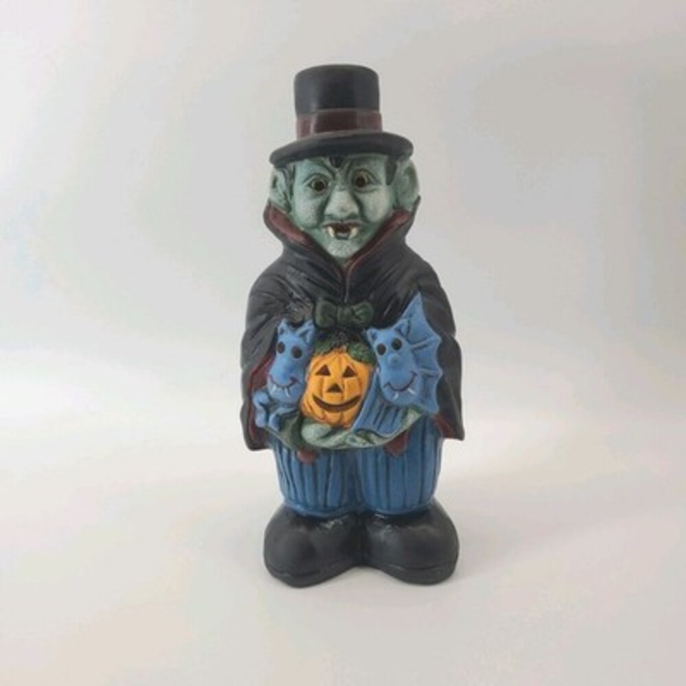 Ceramic Dracula Vampire Tealight Candle Holder Halloween Luminary Pumpkin Bats
